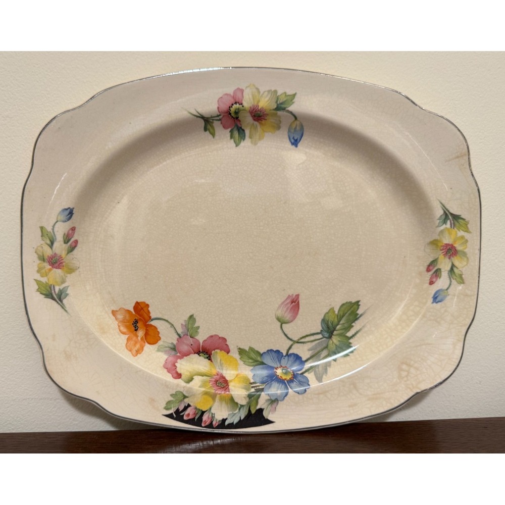 Vintage Regina R.C.R. Co Porcelain Platter Floral Design 1940s